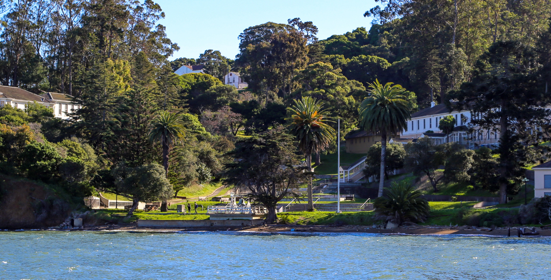 View of Angel Island Immigration Museum from the water