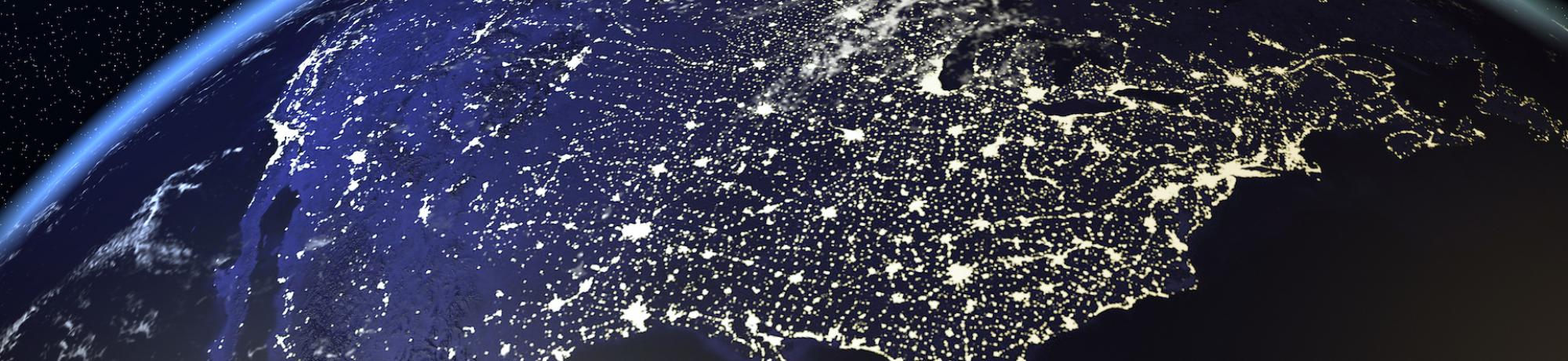 view of lights in US from space